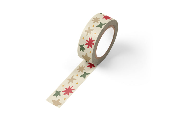 Washi tape with red, green, and silver stars