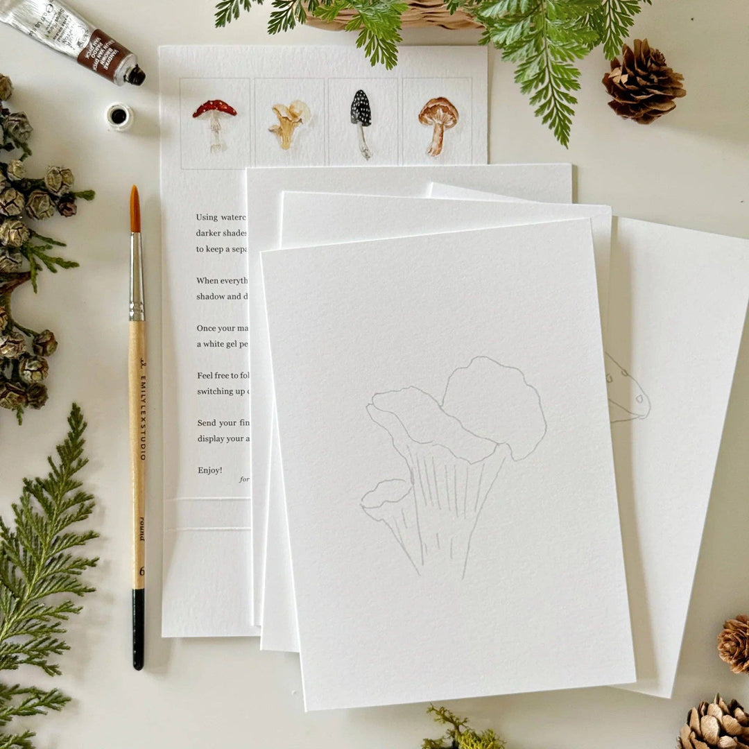 Mushrooms Paintable Notecard, Set of 8
