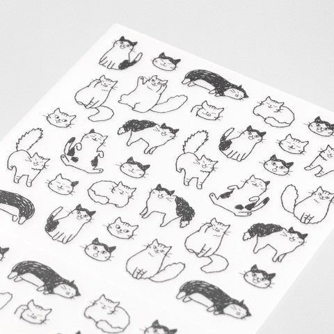 Close up of a sheet of cat stickers.