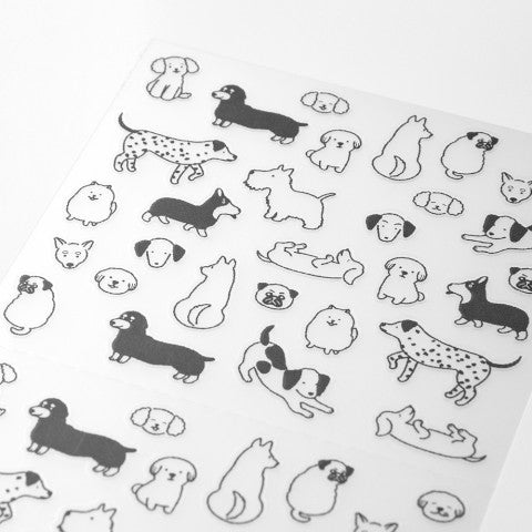 Close up of dog stickers.