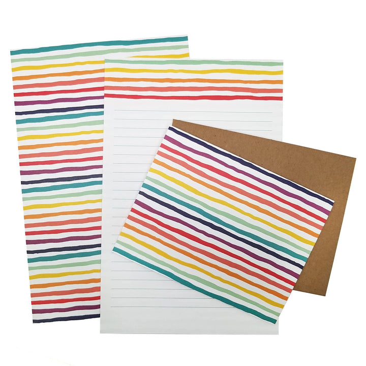 Rainbow Stripe Stationery Set