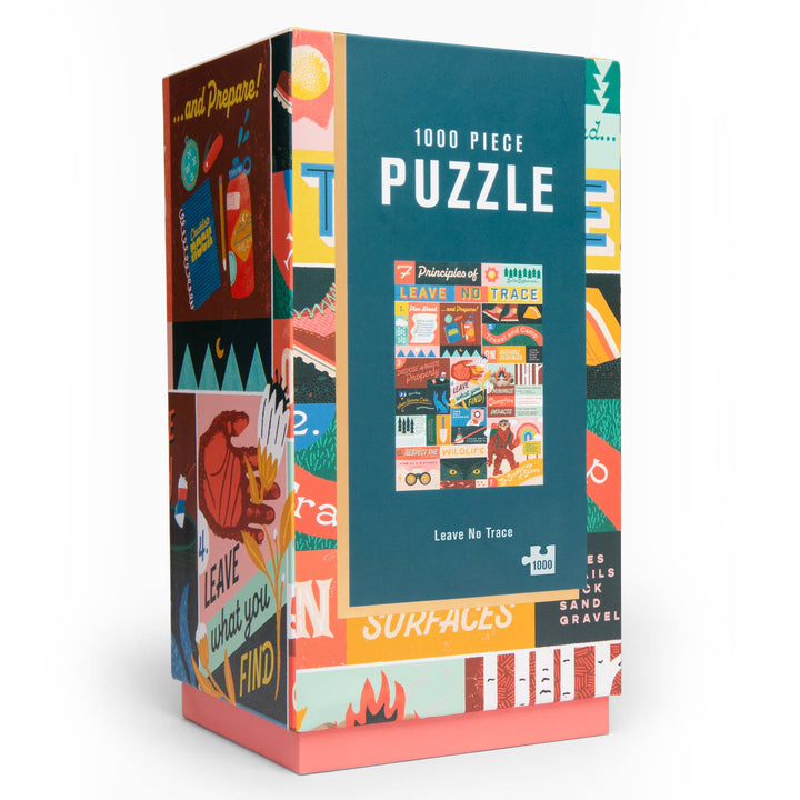 Colorful tall puzzle box with text and graphics of the finished puzzle.