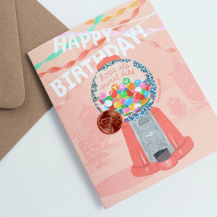 Scratch-off Gumball Machine Birthday Card