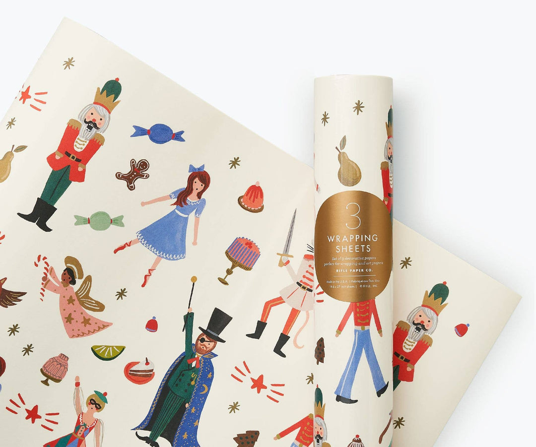 Nutcracker Gift Wrap Sheets, Set of 3