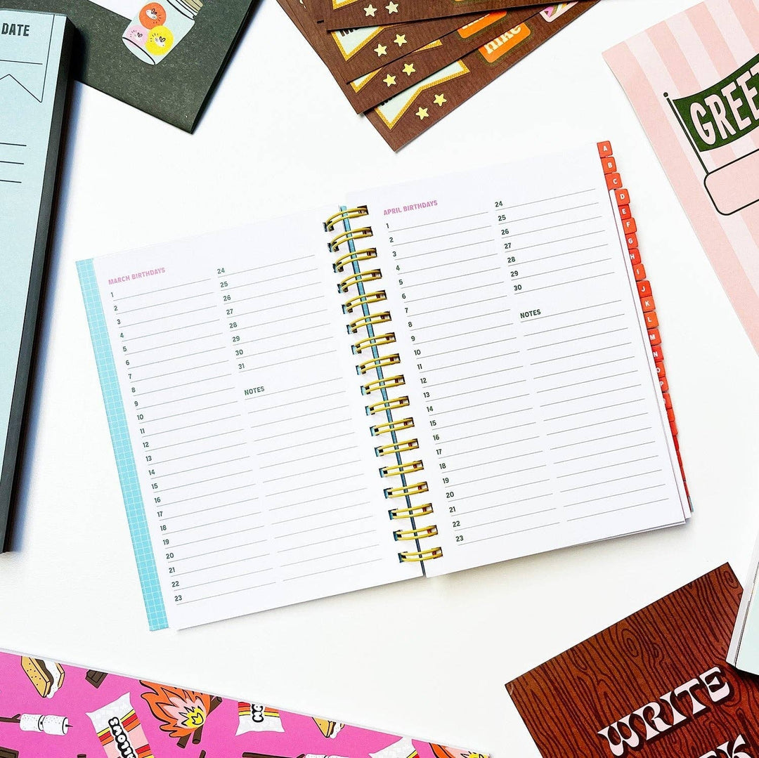 Pages for each month for recording birthdays.