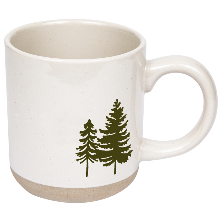 Green Trees Stoneware Mug. 14 oz.