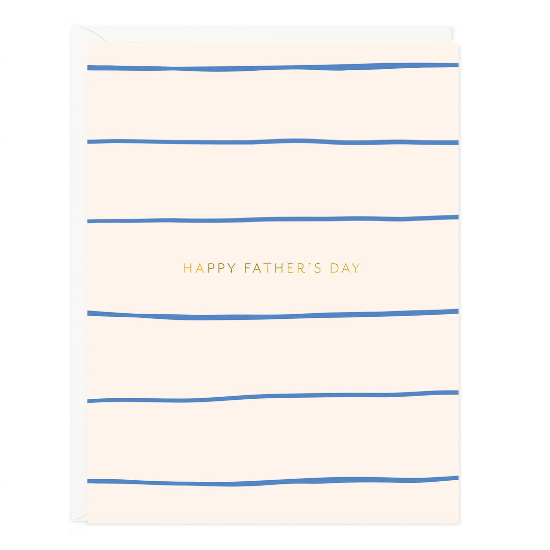 Front of card with simple horizontal stripes and the text 'Happy Father's Day.'