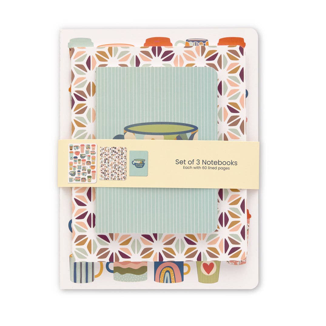 But First Coffee Stitched Notebooks, Set of 3