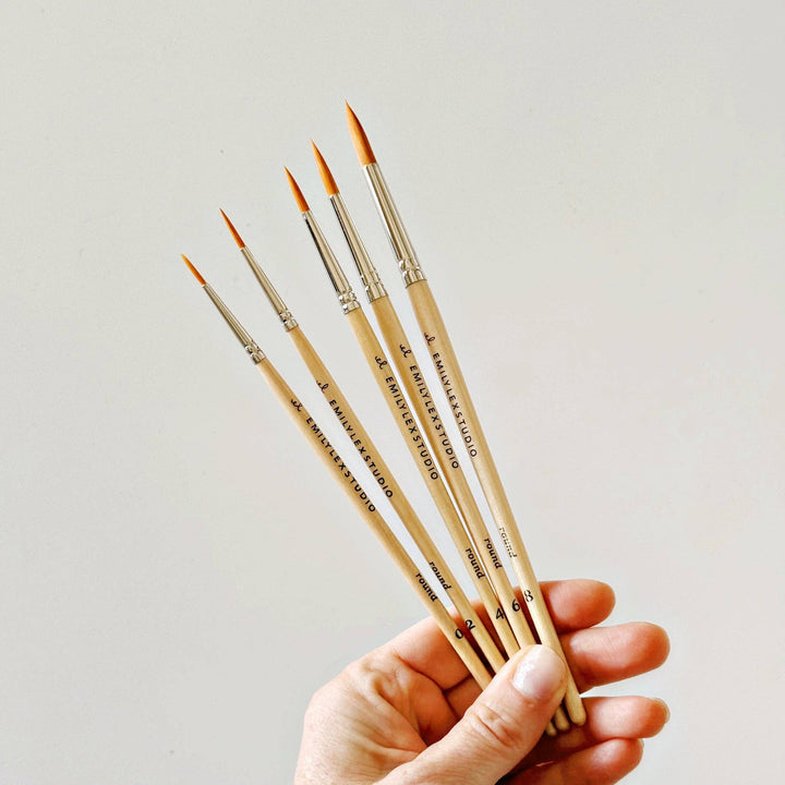 Watercolor Wood Paintbrushes, Set of 5