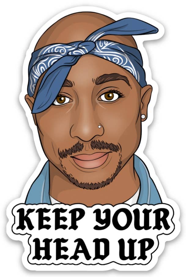 Tupac Keep Your Head Up Die Cut Sticker