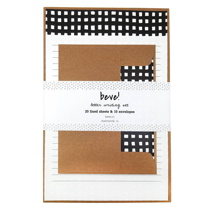 Black Gingham Stationery Set