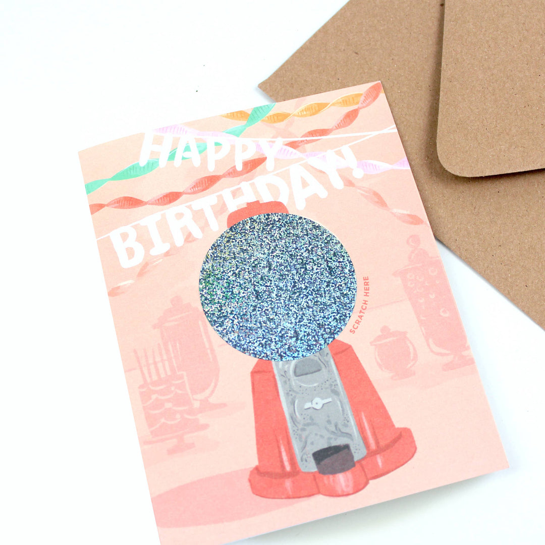 Scratch-off Gumball Machine Birthday Card