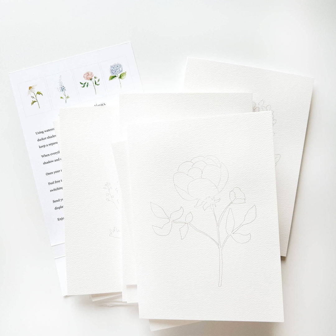 Flowers Paintable Notecards, Set of 8