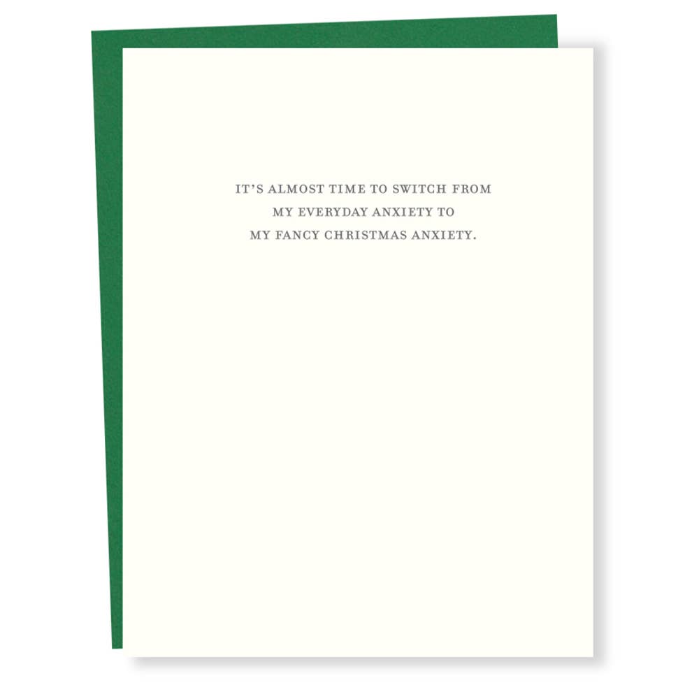 Black text in a serif font on an off-white card with a green envelope.