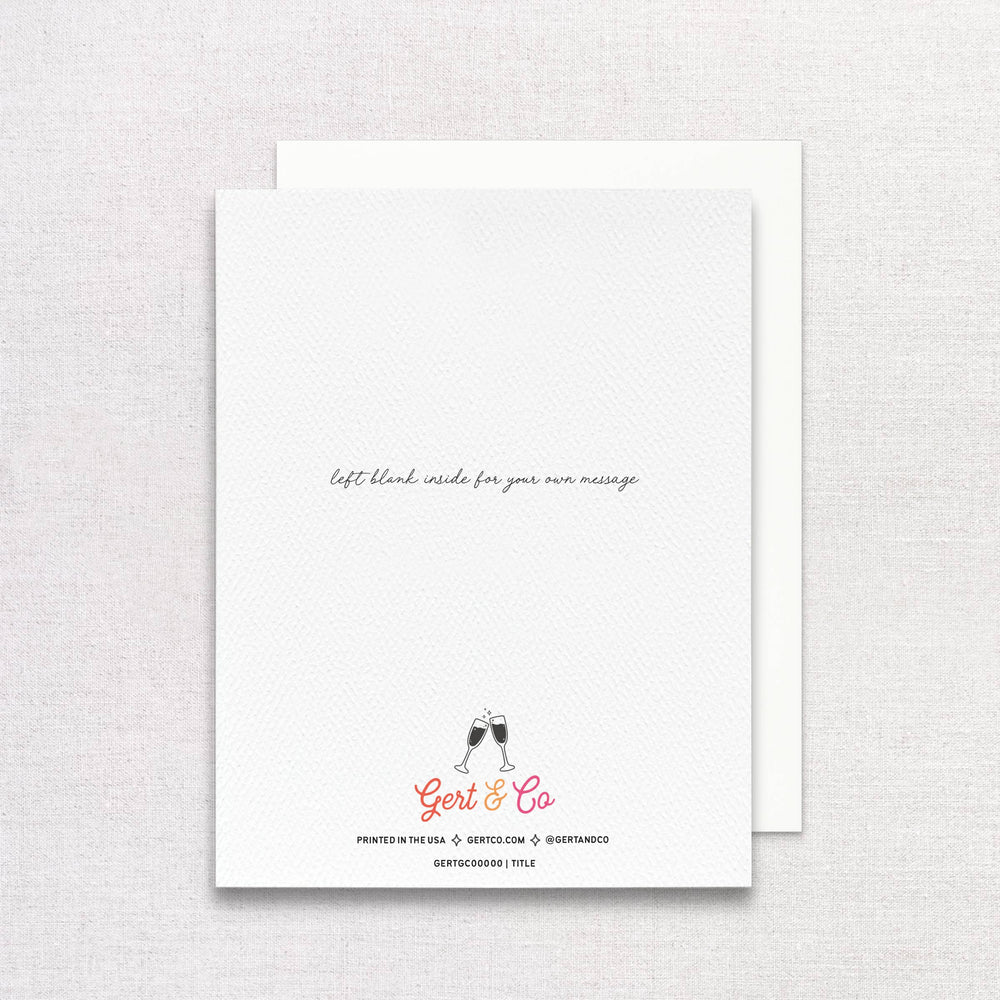 Back of card with text 'left blank inside for your own message.'