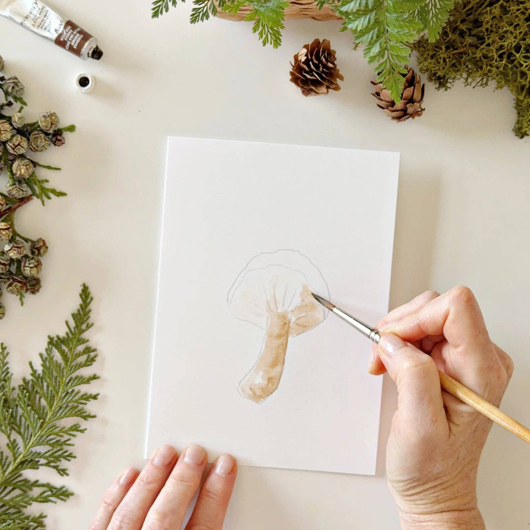 Mushrooms Paintable Notecard, Set of 8