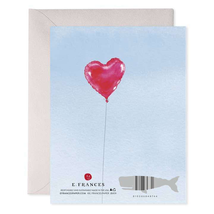 Back of card with a red helium balloon.