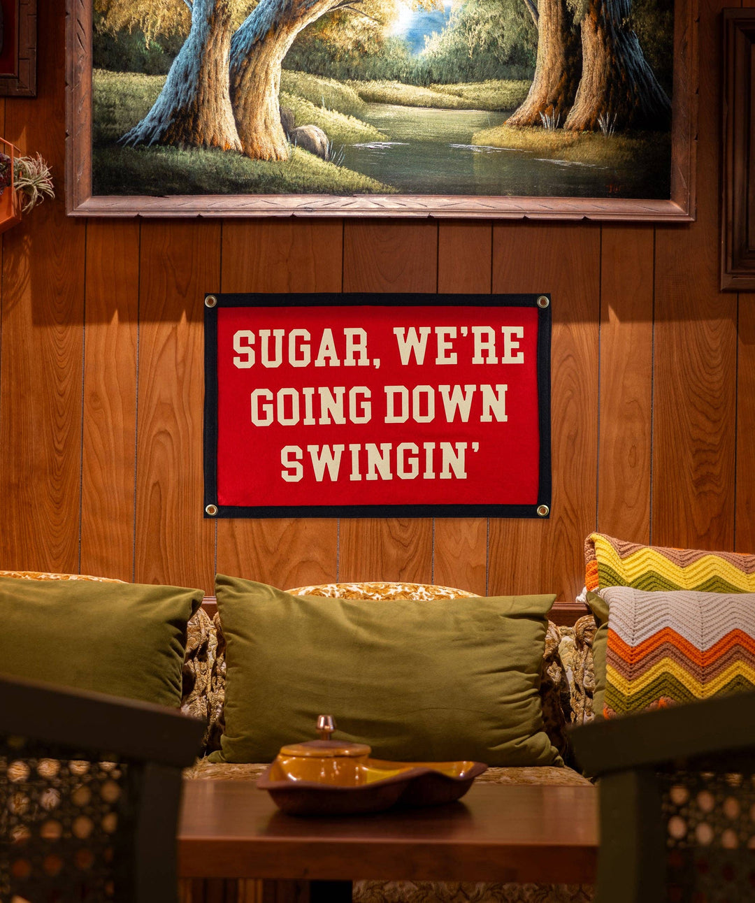 Going Down Swingin' Camp Flag