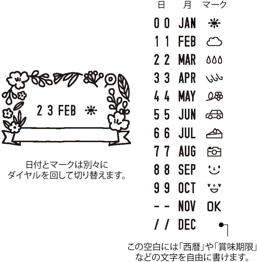 Paintable Pre-Inked Rotating Date Stamp, 6 Options