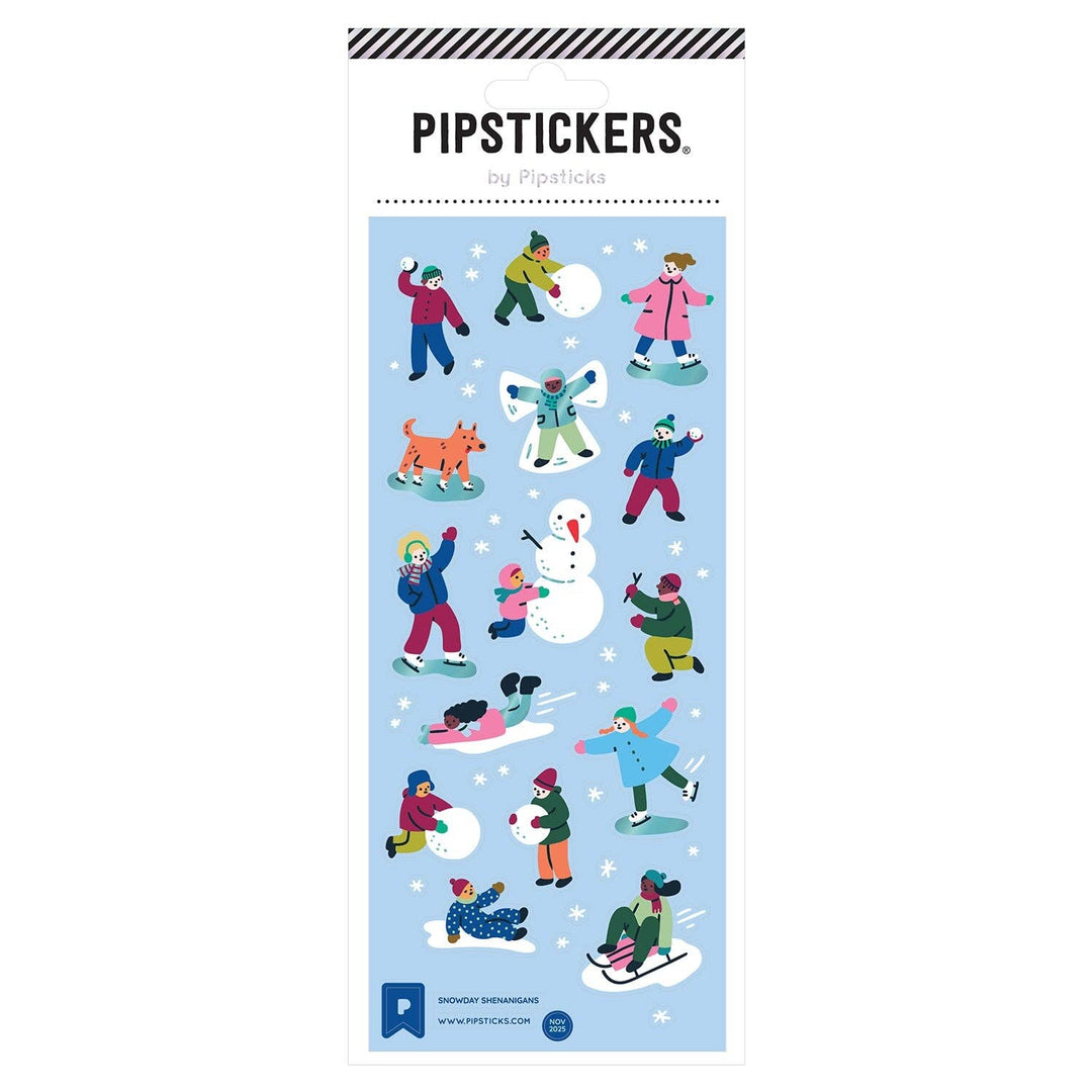 Packaging of PipStickers with winter-themed illustrations on a blue background