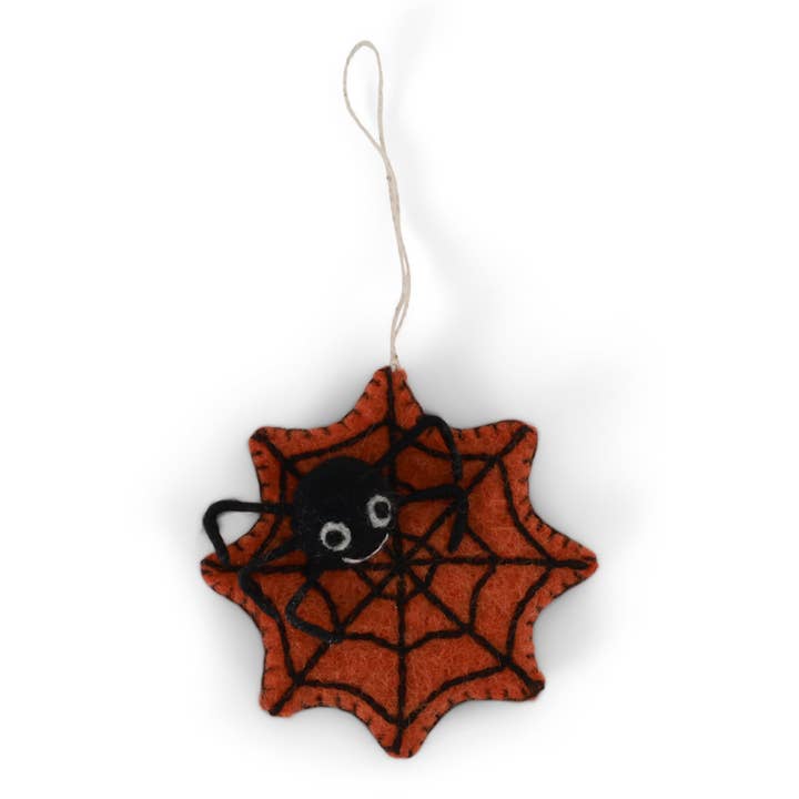 Yellow Spider Web Felt Ornament - Thumbnail 5