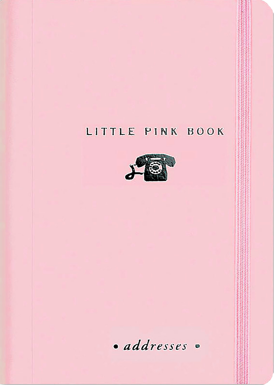 Front of pink address book with small image of a rotary dial telephone.