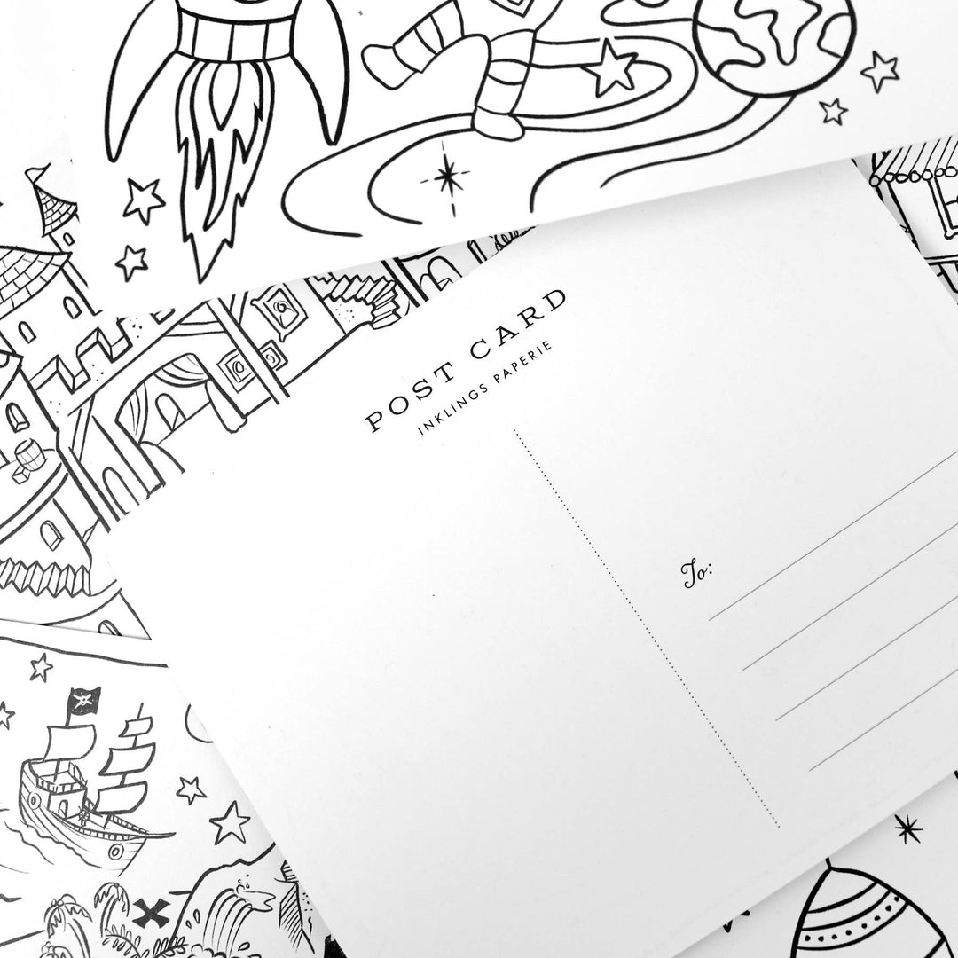 Color-In Adventure Postcard Kit for Kids