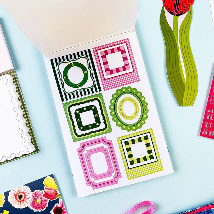 Sheet of six decorative stickers in the shape of picture frames.