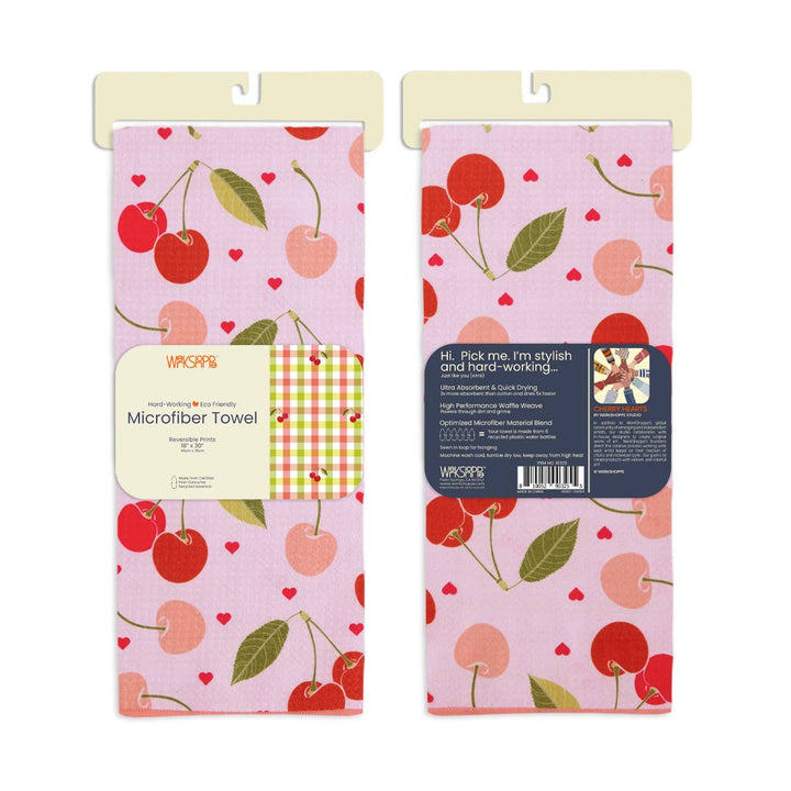 Cherry Hearts Microfiber Dish Towel
