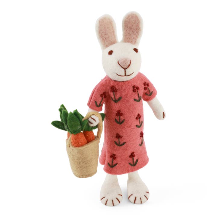 Felt Bunny with Carrot Basket, 2 Sizes