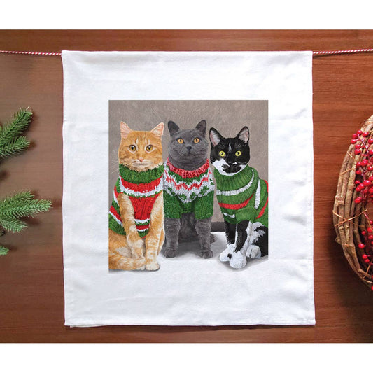 Cats in Sweaters Holiday Kitchen Towel