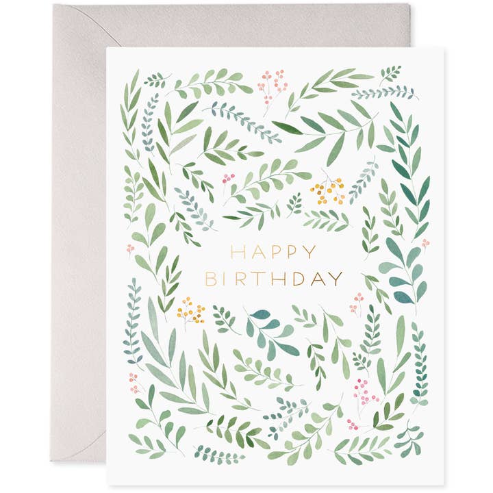 Pretty Leaves Birthday Card