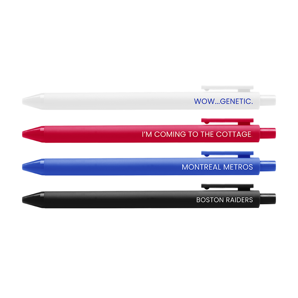 The four pens arranged horizontally, one atop the other.