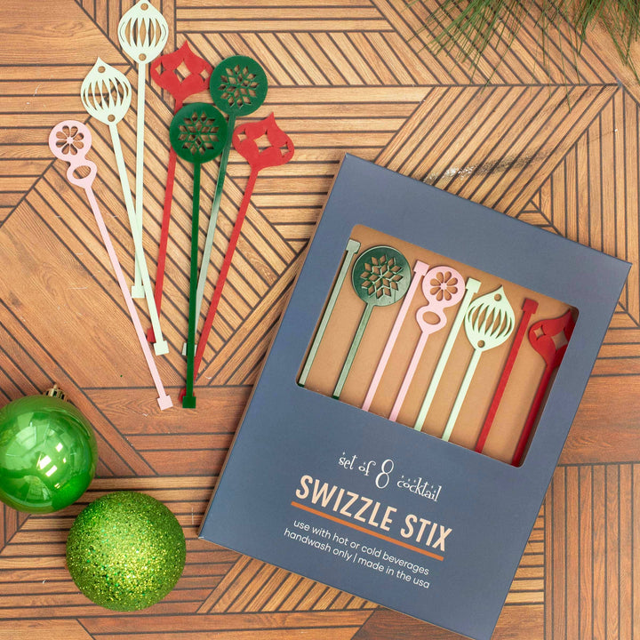Holiday Ornament Drink Stirrer, Box of 8