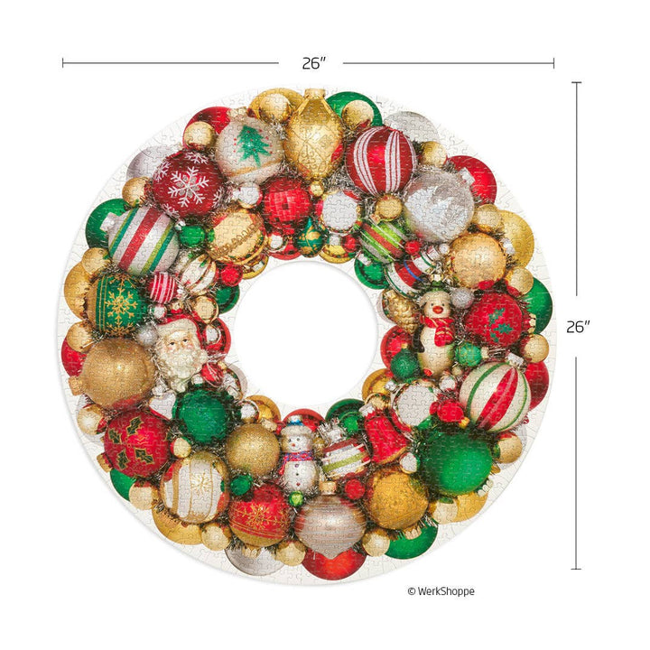 Holiday Ornament Wreath Puzzle, 1000 Pieces