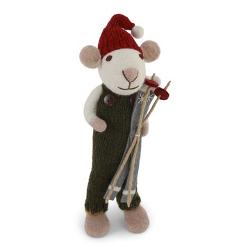 Felt Mouse Carrying Skis, 2 Sizes, 2 Styles