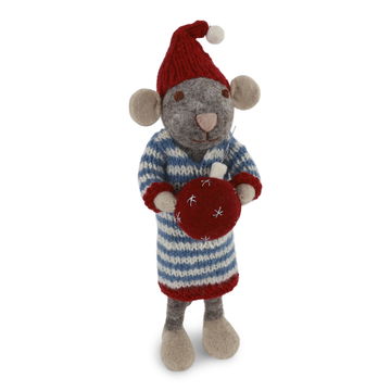 Felt Mouse with Christmas Bauble, 2 Sizes, 2 Styles