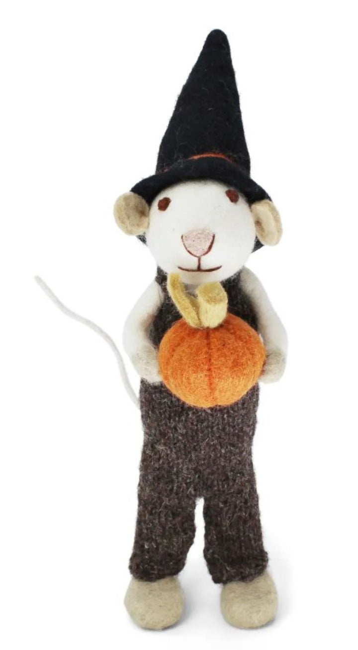 Felt Mouse with Pumpkin, 2 colors, 2 sizes