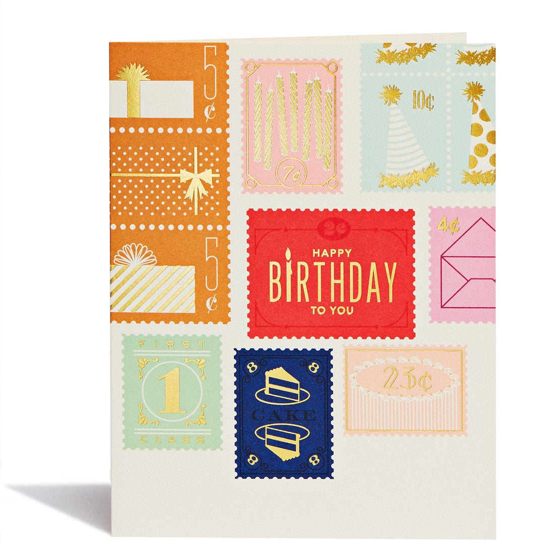 Vintage Stamps Birthday Card