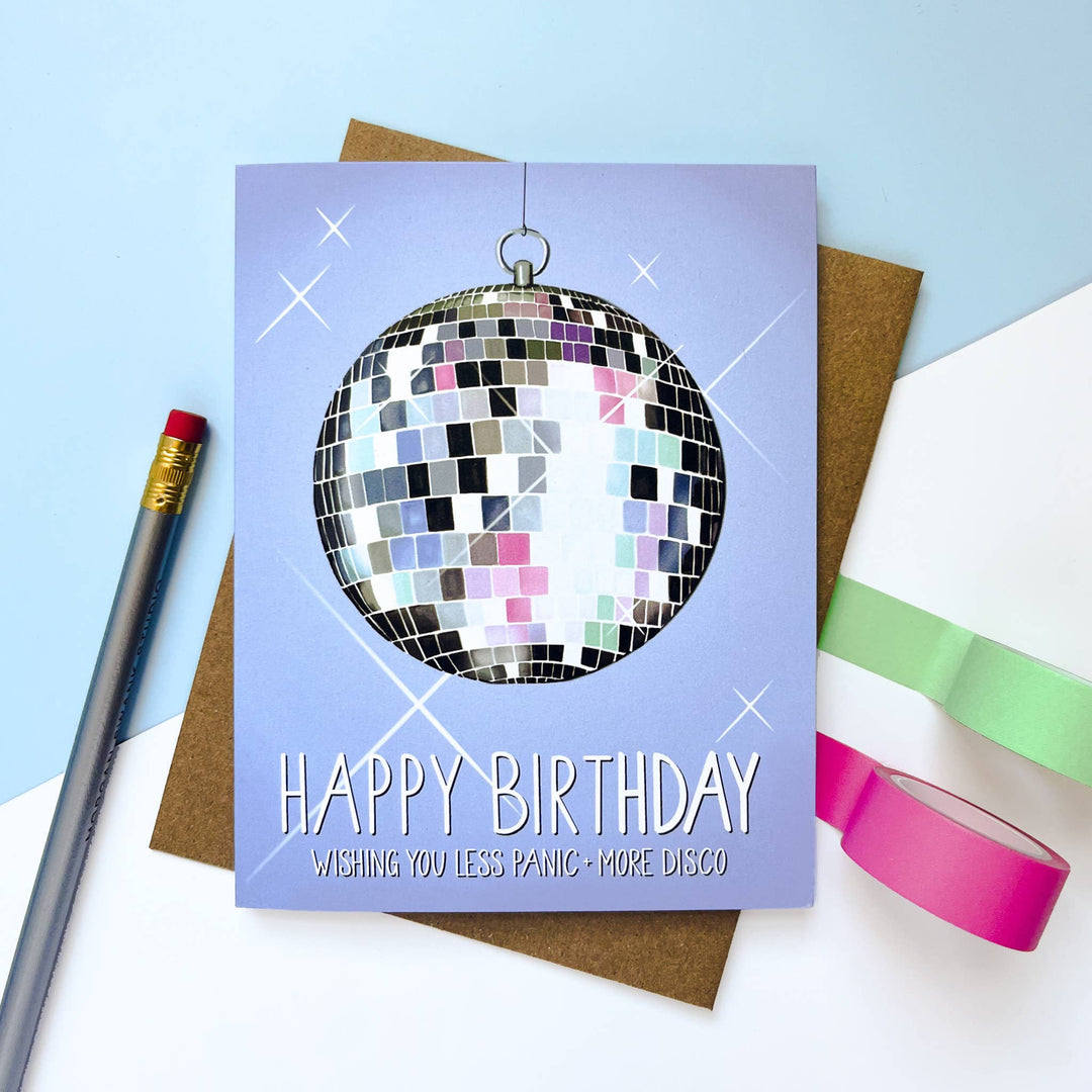 All Panic No Disco Ball Birthday Card