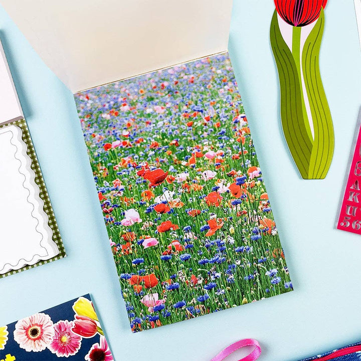 Large sticker of a field of wildflowers.