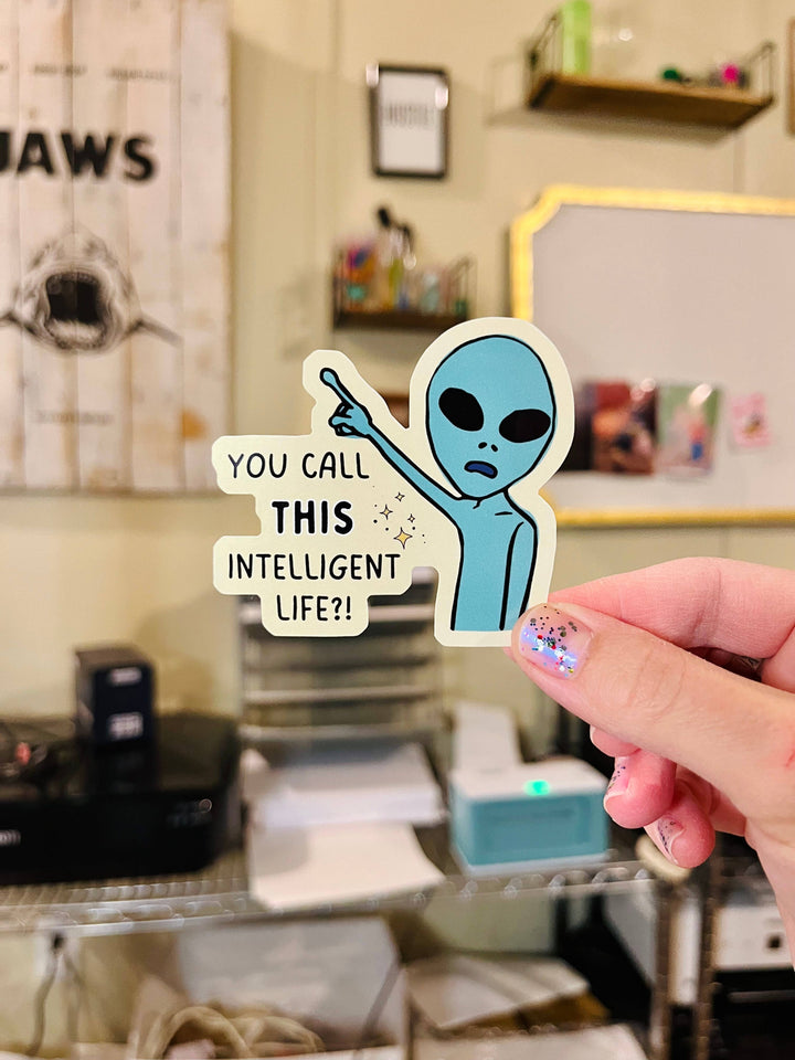 No Intelligent Life Alien Vinyl Sticker