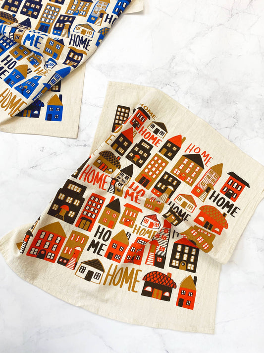 Neighborhood Tea Towel: Historical Block - Red