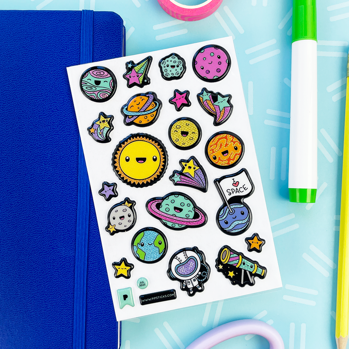 Puffy Kawaii Cosmos Stickers