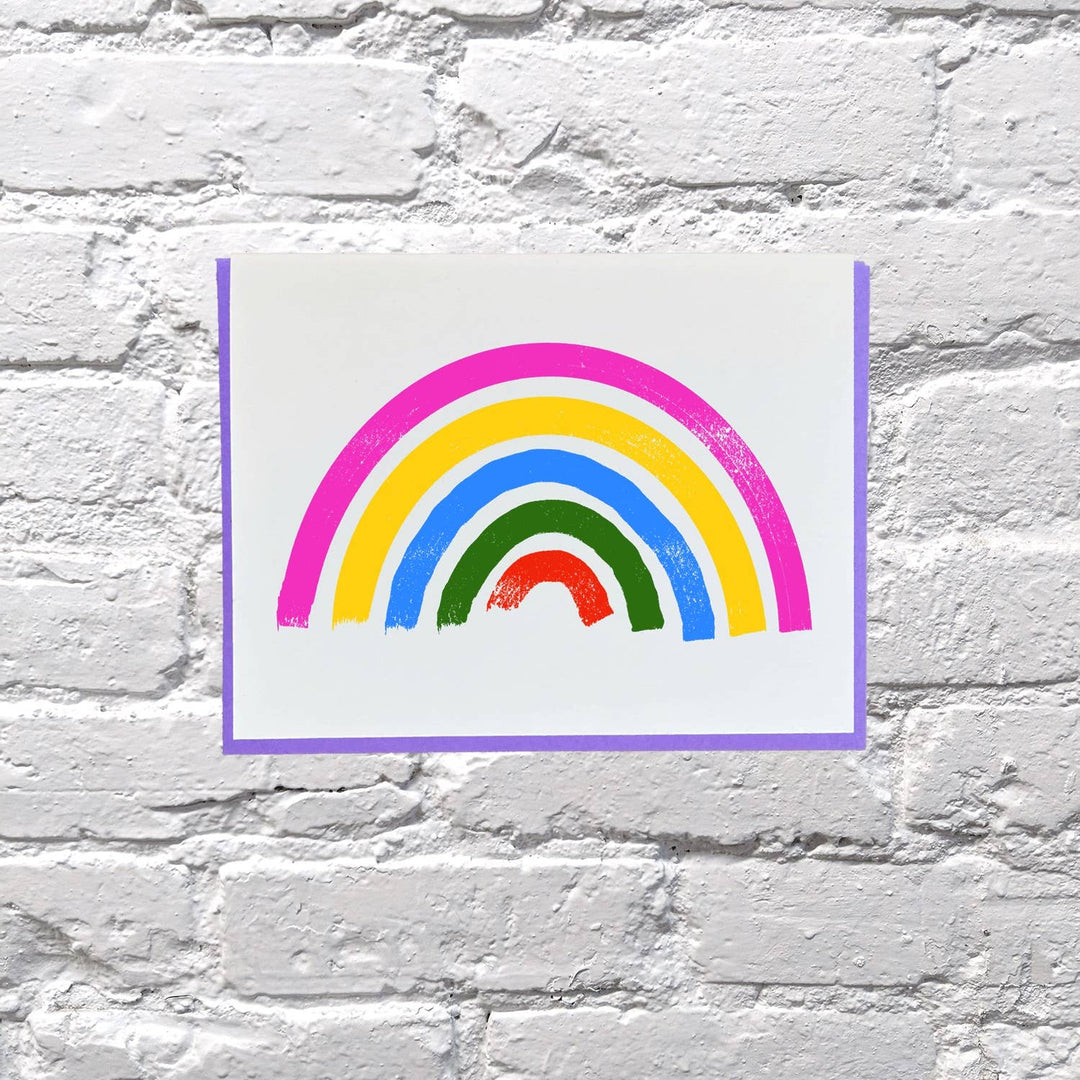 Rainbow with five wide arcs on white cardstock