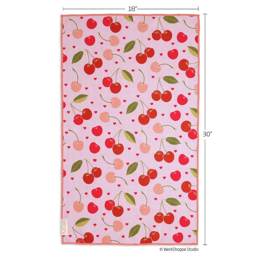 Cherry Hearts Microfiber Dish Towel
