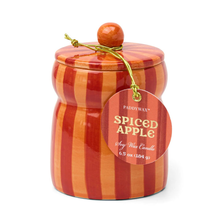 Striped Cabana Candle, Spiced Apple, 6.5 oz