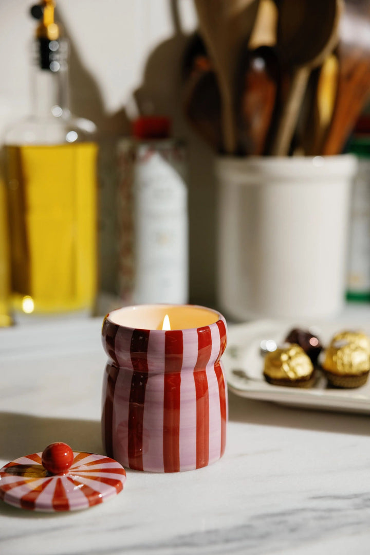 Striped Cabana Candle, Pink Peppermint, 6.5 oz