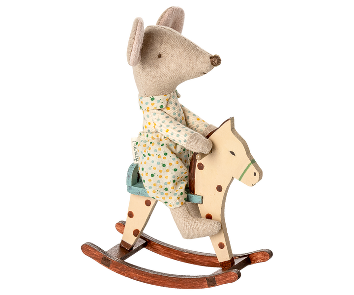 Mouse on rocking horse.