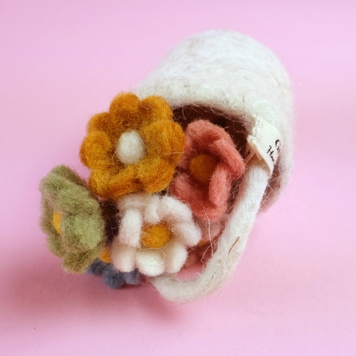 Felt Mini Flowers in Basket